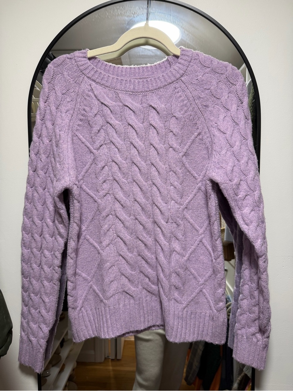 Rachel Zoe Lavender Cable-Knit Crewneck Sweater